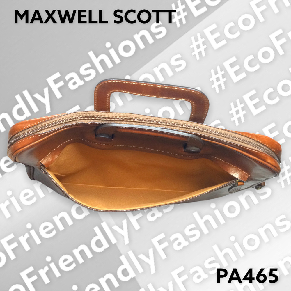 Maxwell Scott The Tutti Brown Leather Briefcase Document Bag Made In Italy - Picture 7 of 13